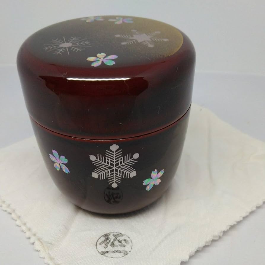 Amazon.co.jp: 早見征一造｢雪月花｣螺鈿 中棗 木製漆器 茶道具